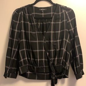 Madewell Plaid Tie Blouse
